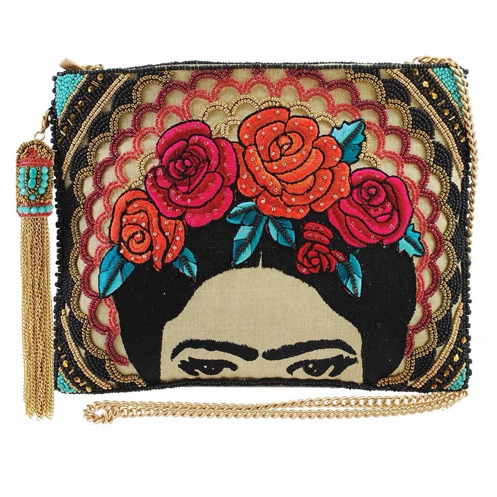 Mary Frances Frida Beaded Embroidered Frida Kahlo Crossbody Handbag